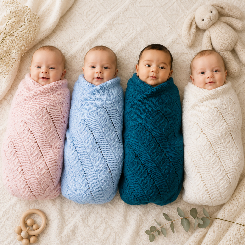 100% Cashmere Cable Knit Baby Blanket