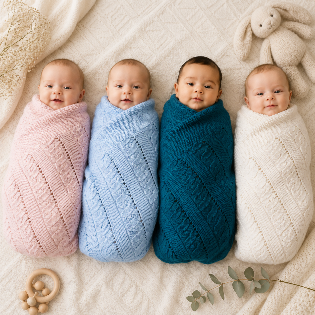 100% Cashmere Cable Knit Baby Blanket