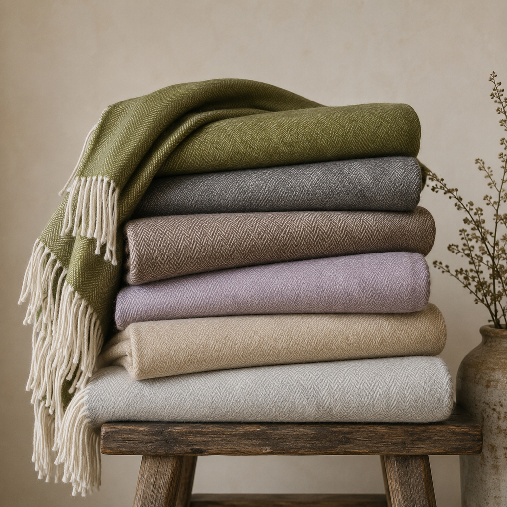 100% Recycled Wool Herringbone Blankets