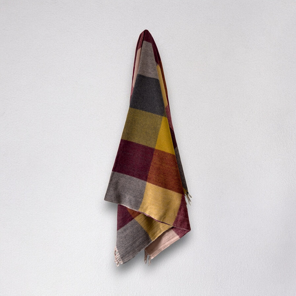 Recycled Wool Lifestyle Blanket - Yellow/Red/Grey Check