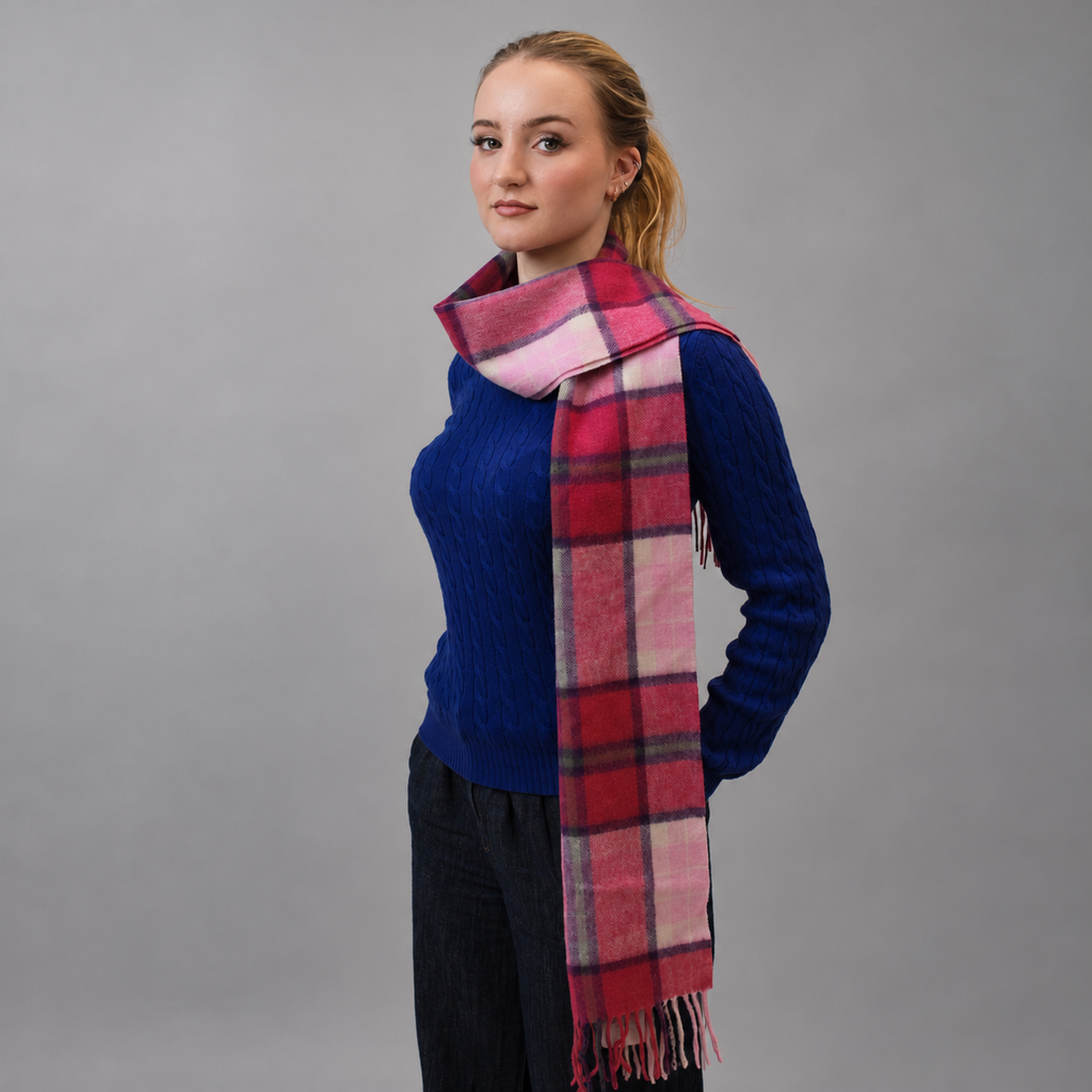 Billet Pink - 100% Lambswool Tartan Scarf