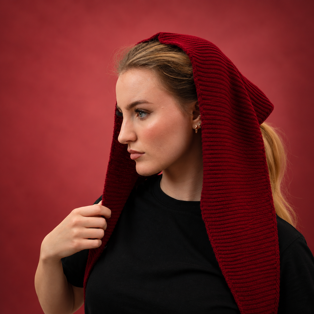 100% Cashmere Ribbed Triangle Scarf - Plum