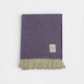100% Lambswool Diamond Border Blanket -  Heather Purple