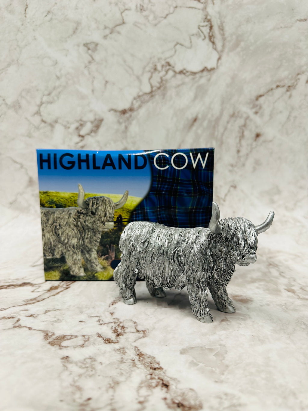 Silver Highland Cow Figurine