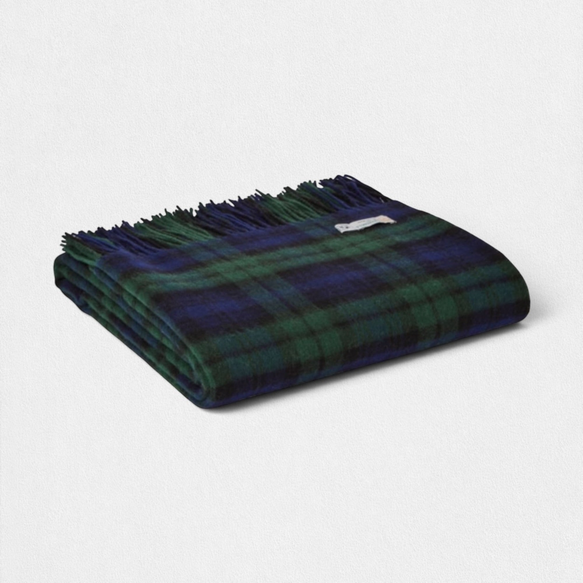 100% Lambswool Tartan Blanket -  Blackwatch