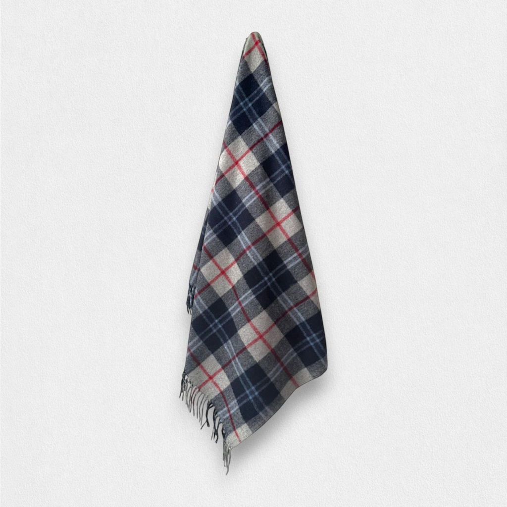 Douglas Navy - 100% Recycled Wool Tartan Blanket