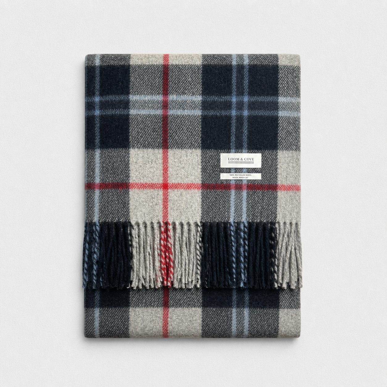 Douglas Navy - 100% Recycled Wool Tartan Blanket