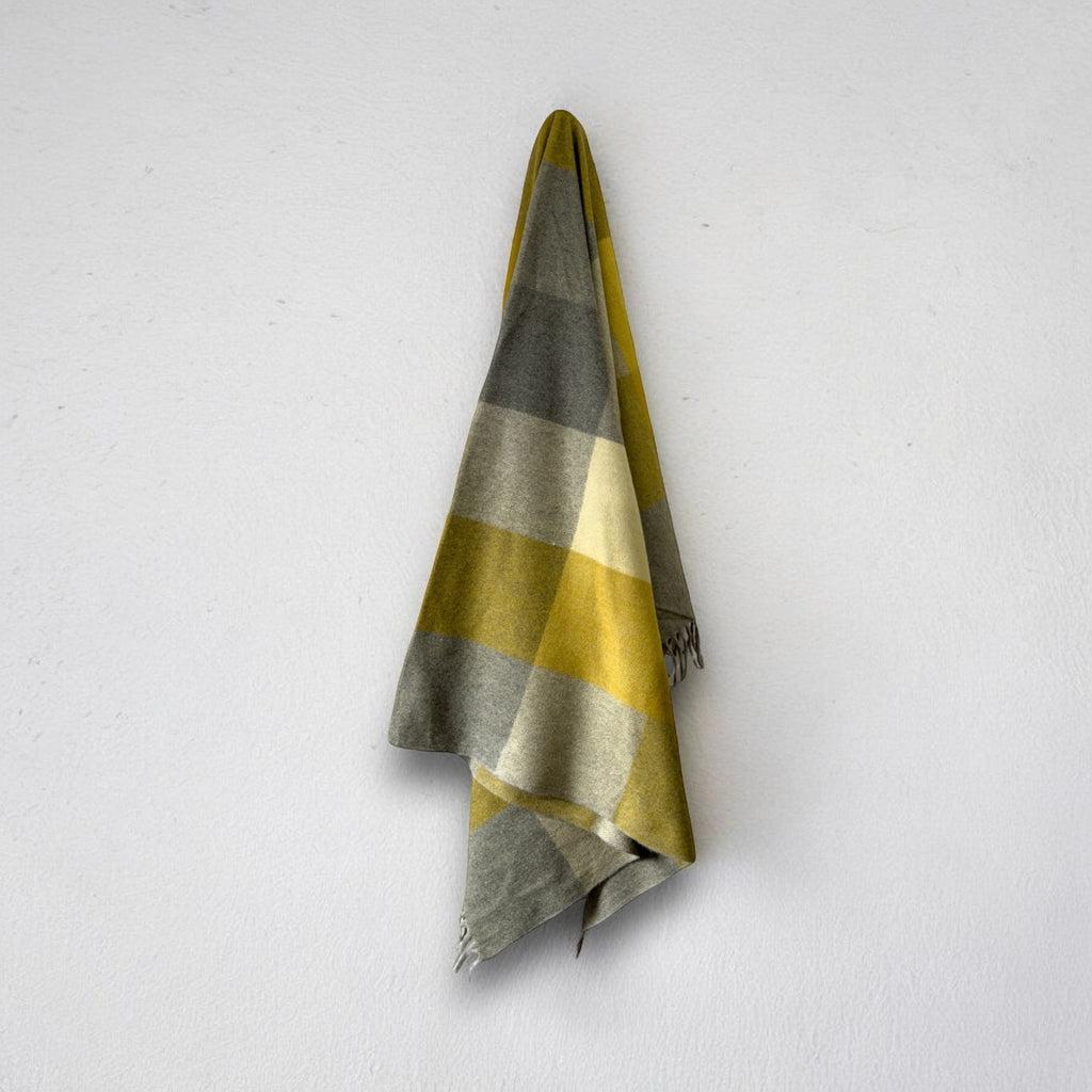 Recycled Wool Lifestyle Blanket - Mango Check
