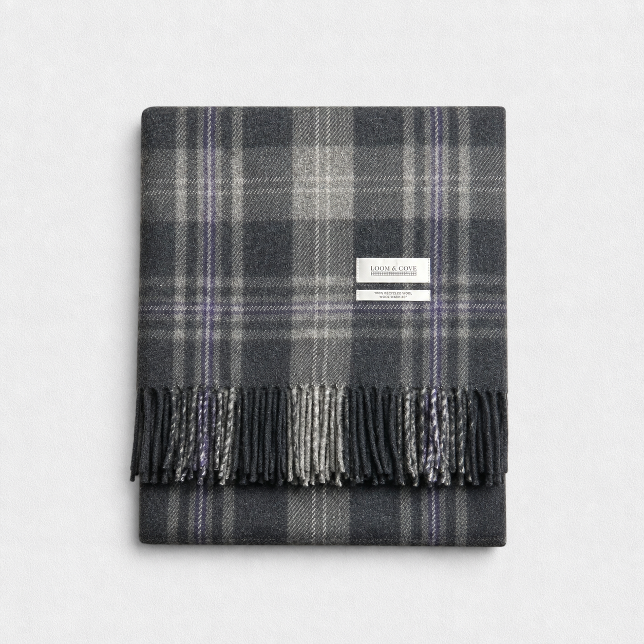 Flint Grey - 100% Recycled Wool Tartan Blanket