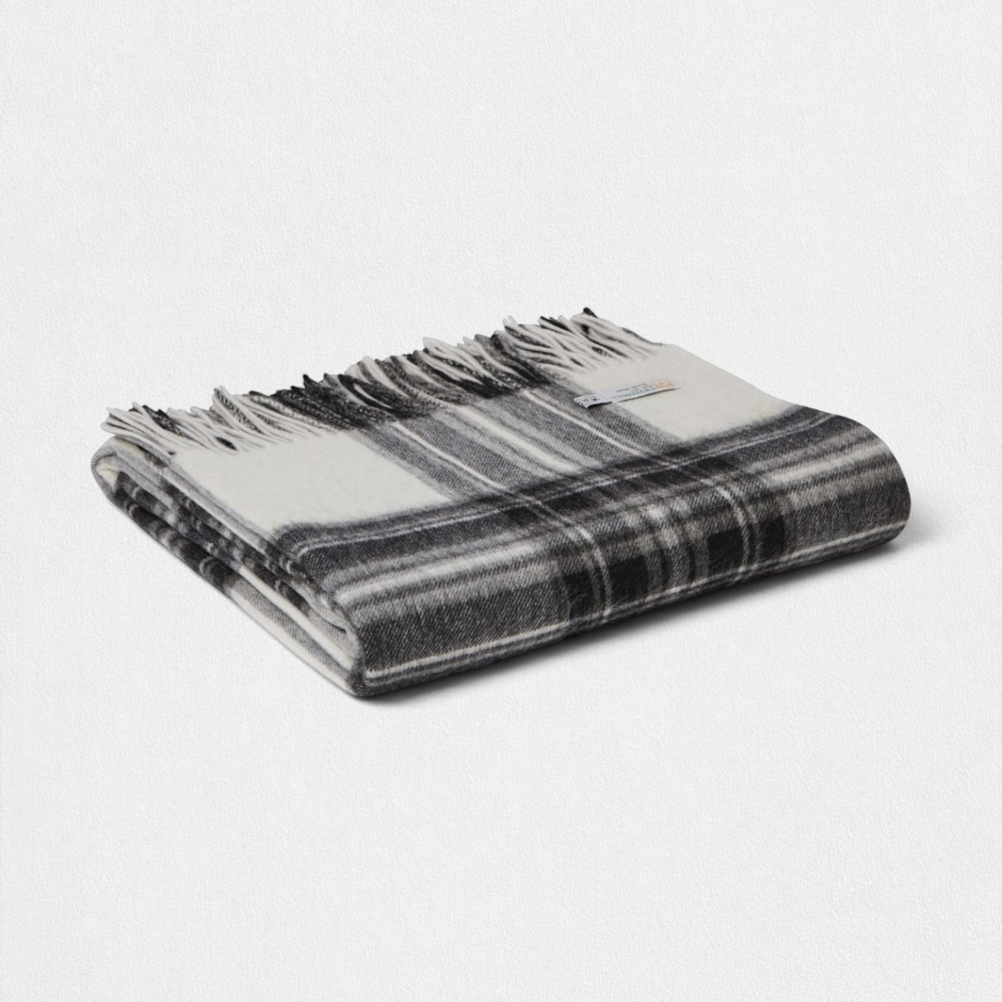 100% Lambswool Tartan Blanket -  Grey Dress Stewart