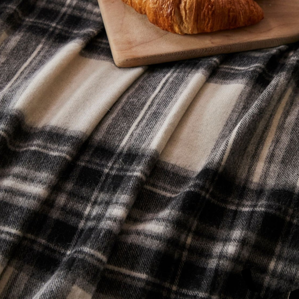 100% Lambswool Tartan Blanket -  Grey Dress Stewart