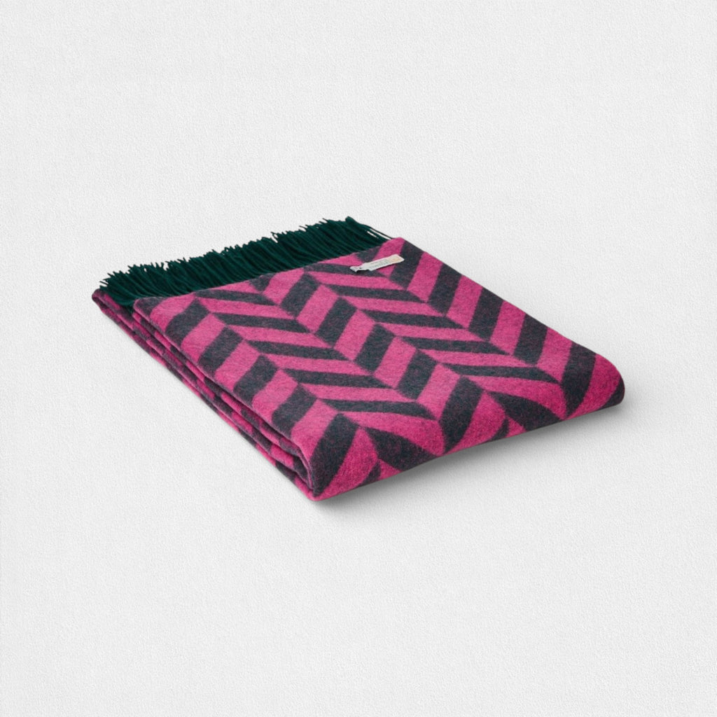100% Lambswool Chunky Herringbone Blanket