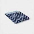 100% Lambswool Chunky Herringbone Blanket - Navy & Powder Blue