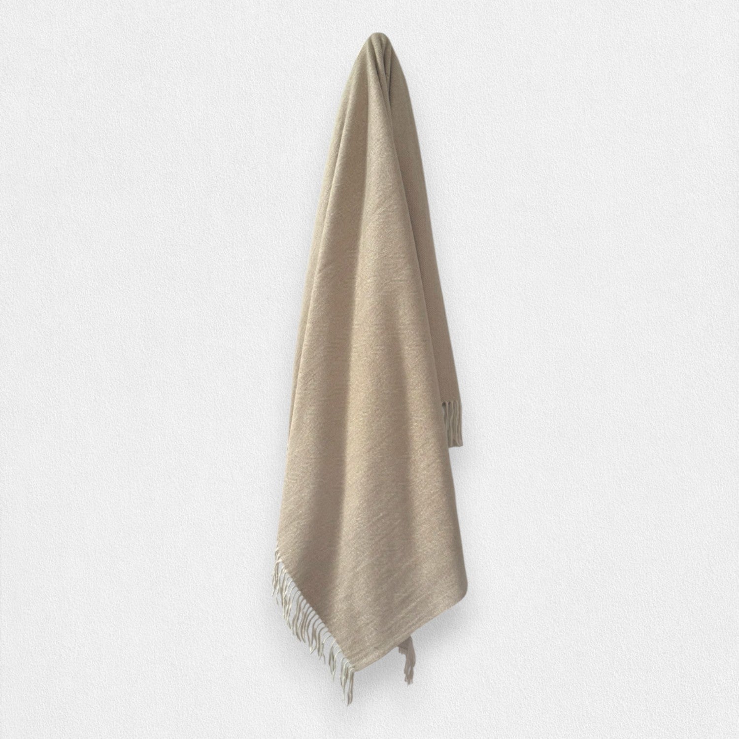 Sand Beige Herringbone - 100% Recycled Wool Tartan Blanket