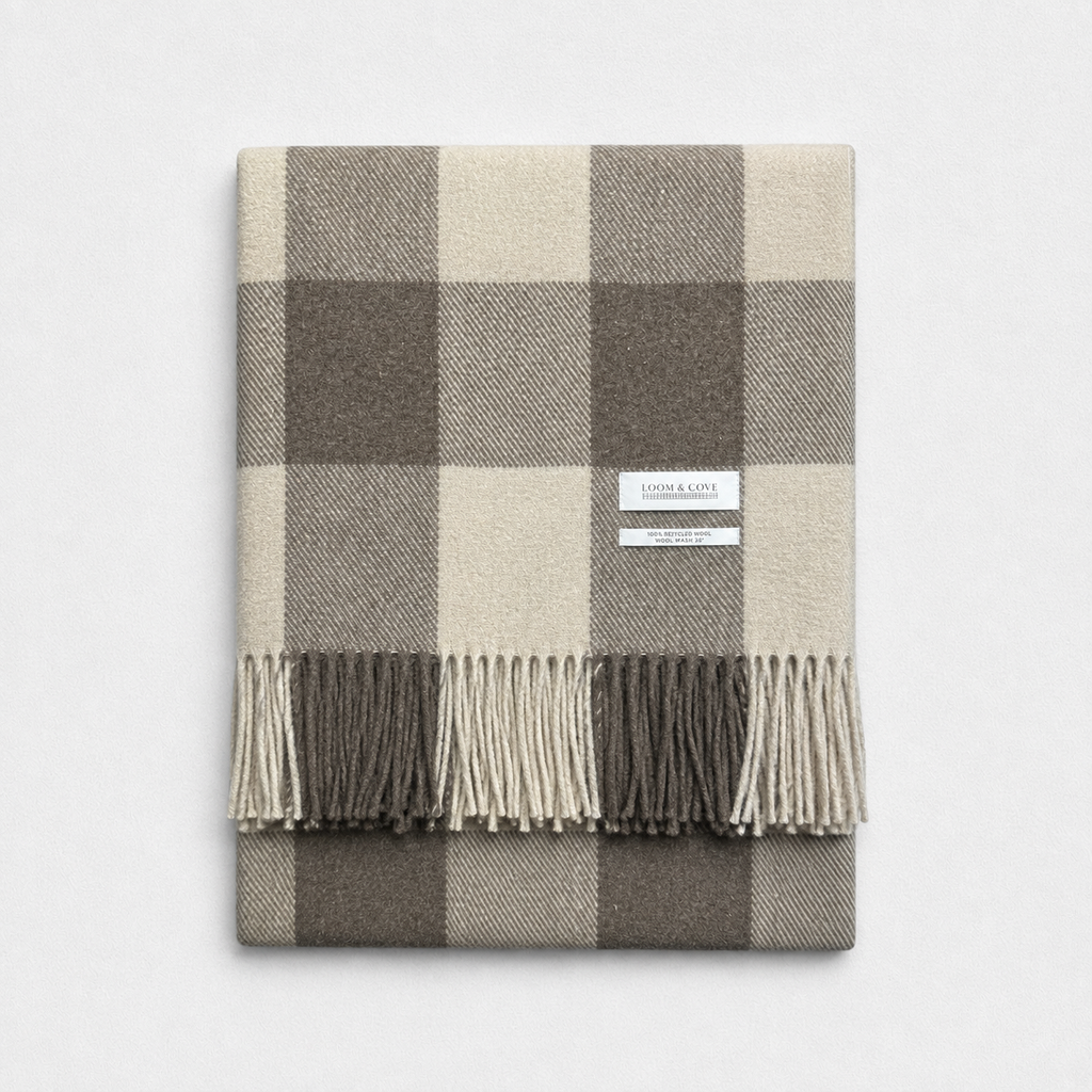 100% Recycled Wool Tartan Blanket, product photo — Loom & Cove
