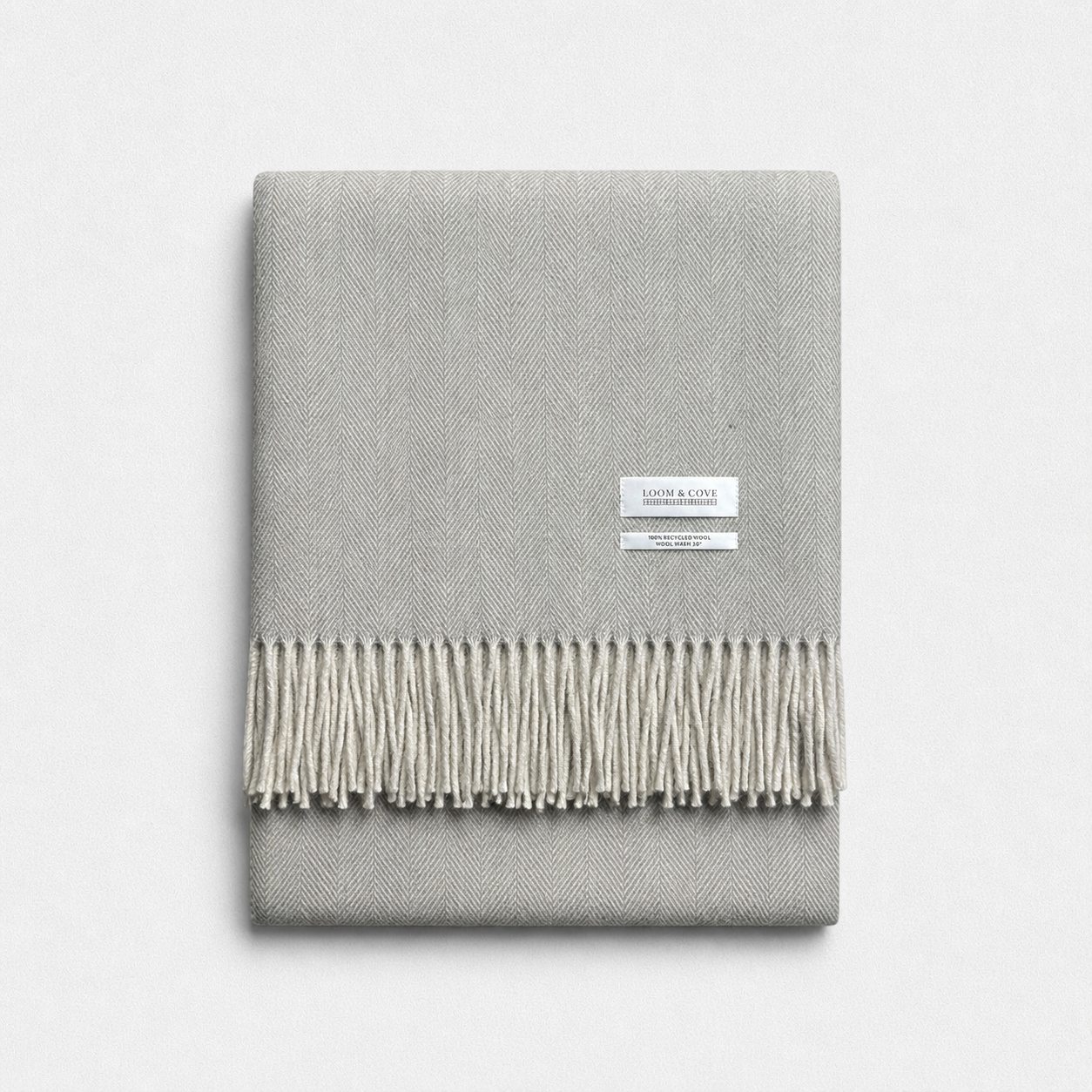 Light Grey Herringbone - 100% Recycled Wool Tartan Blanket