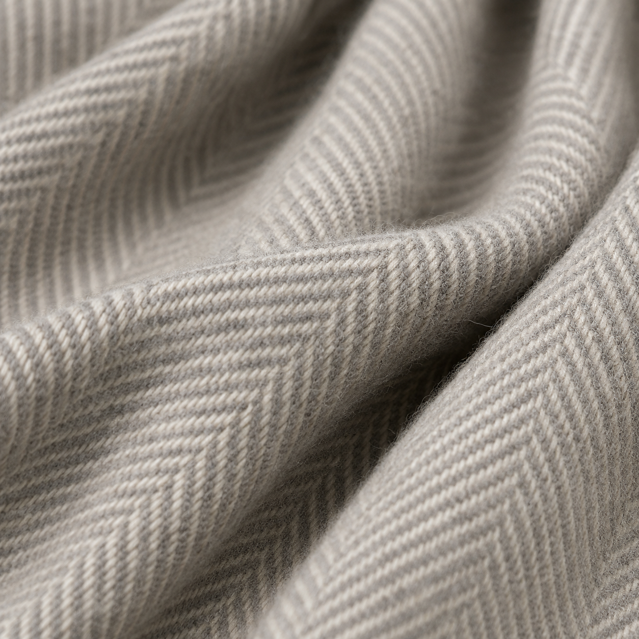 Light Grey Herringbone - 100% Recycled Wool Tartan Blanket