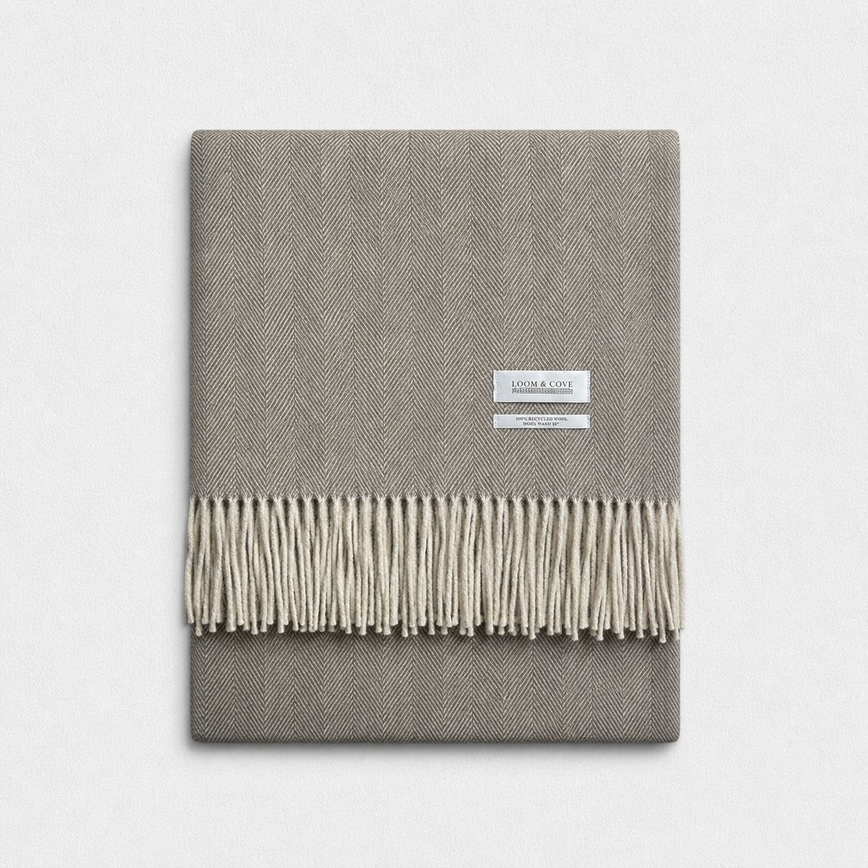 Natural Herringbone - 100% Recycled Wool Tartan Blanket