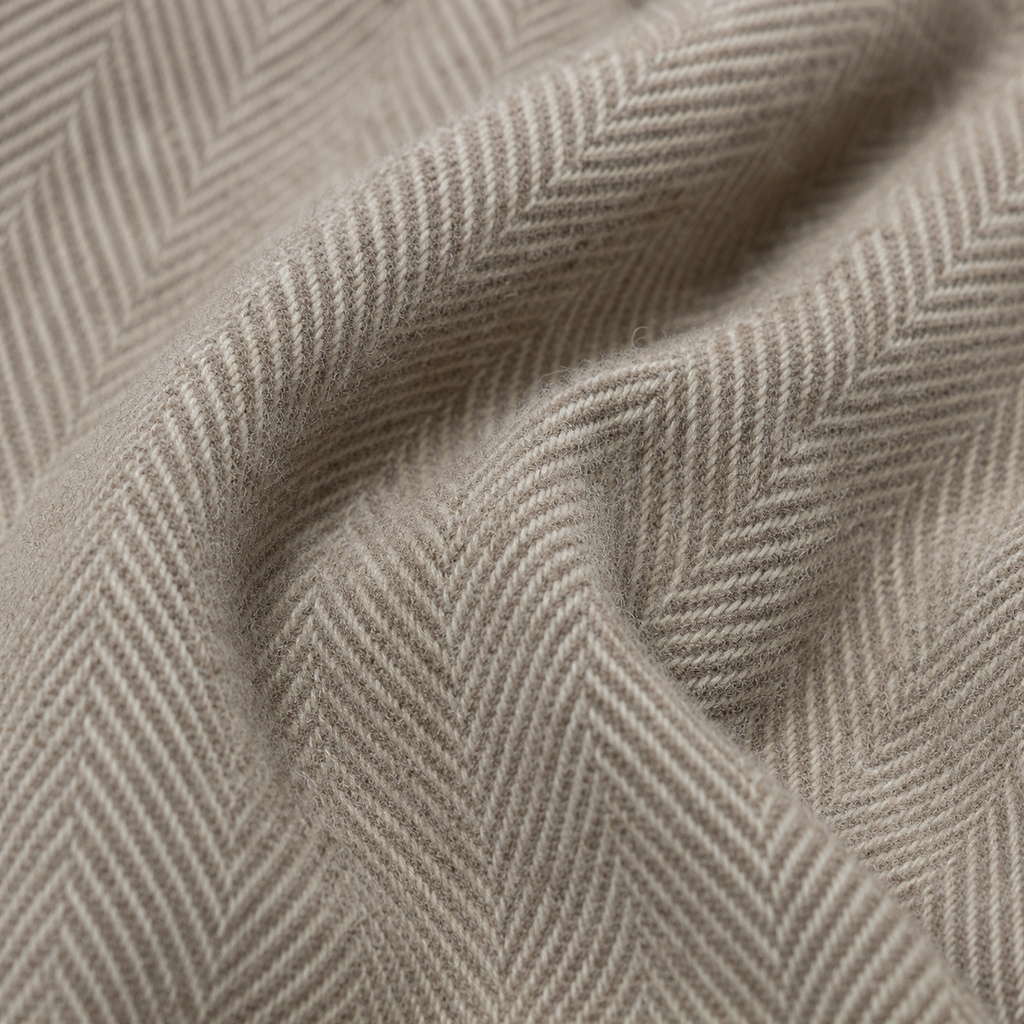 Natural Herringbone 100% Recycled Wool Blanket, product photo — Loom & Cove