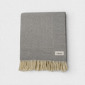 Pebble Grey 100% Lambswool Diamond Border Blanket, product photo — Loom & Cove