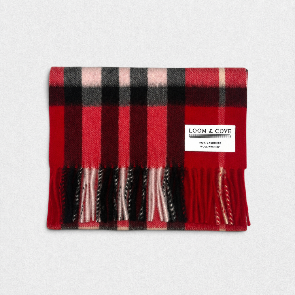 Red Check - 100% Cashmere Tartan Scarf