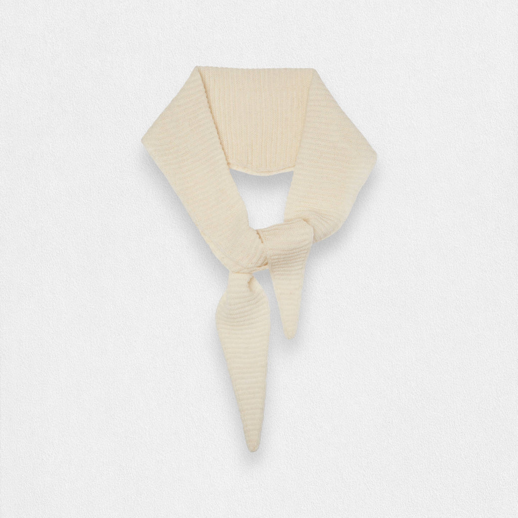 100% Cashmere Ribbed Triangle Scarf - Cream
