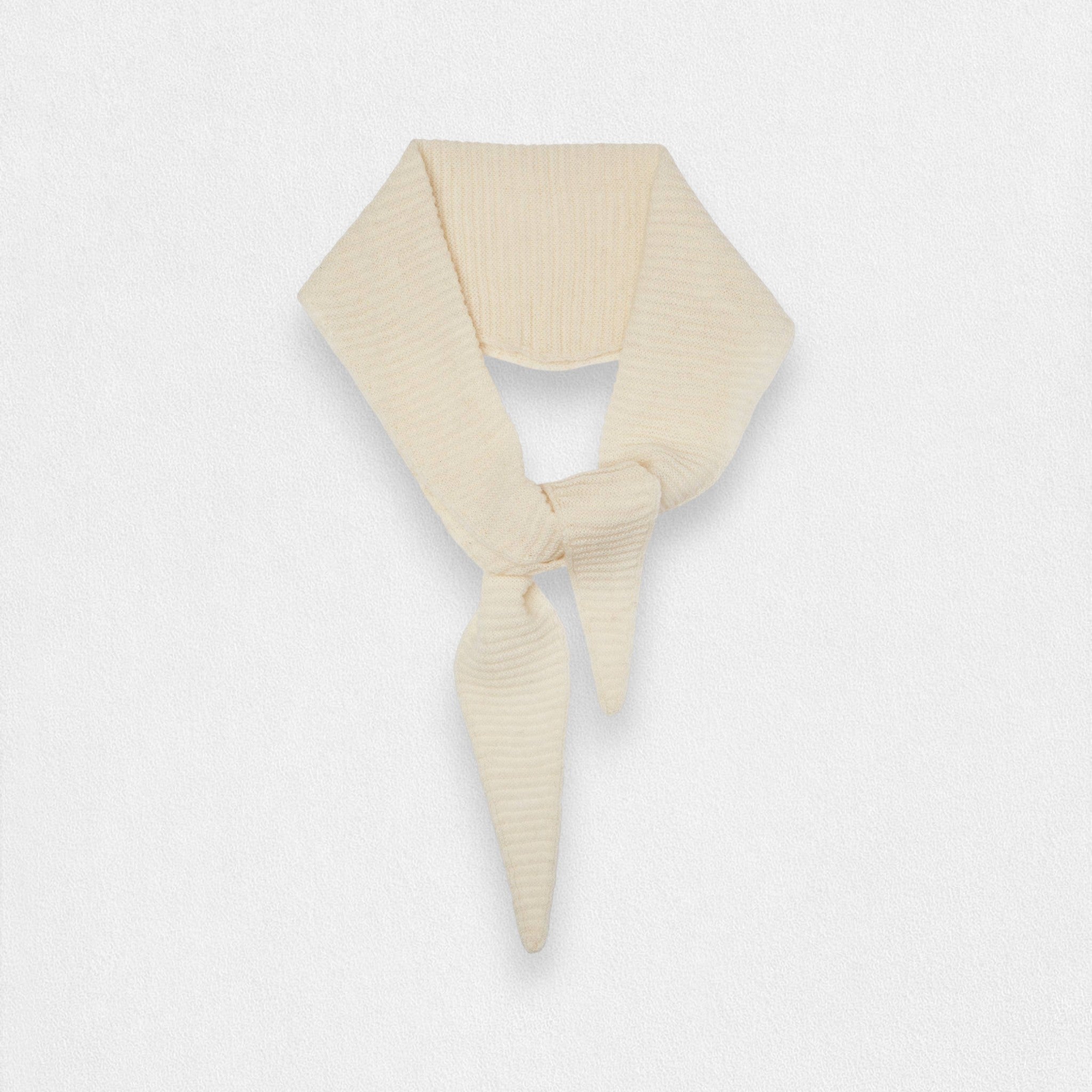 100% Cashmere Ribbed Triangle Scarf - Cream
