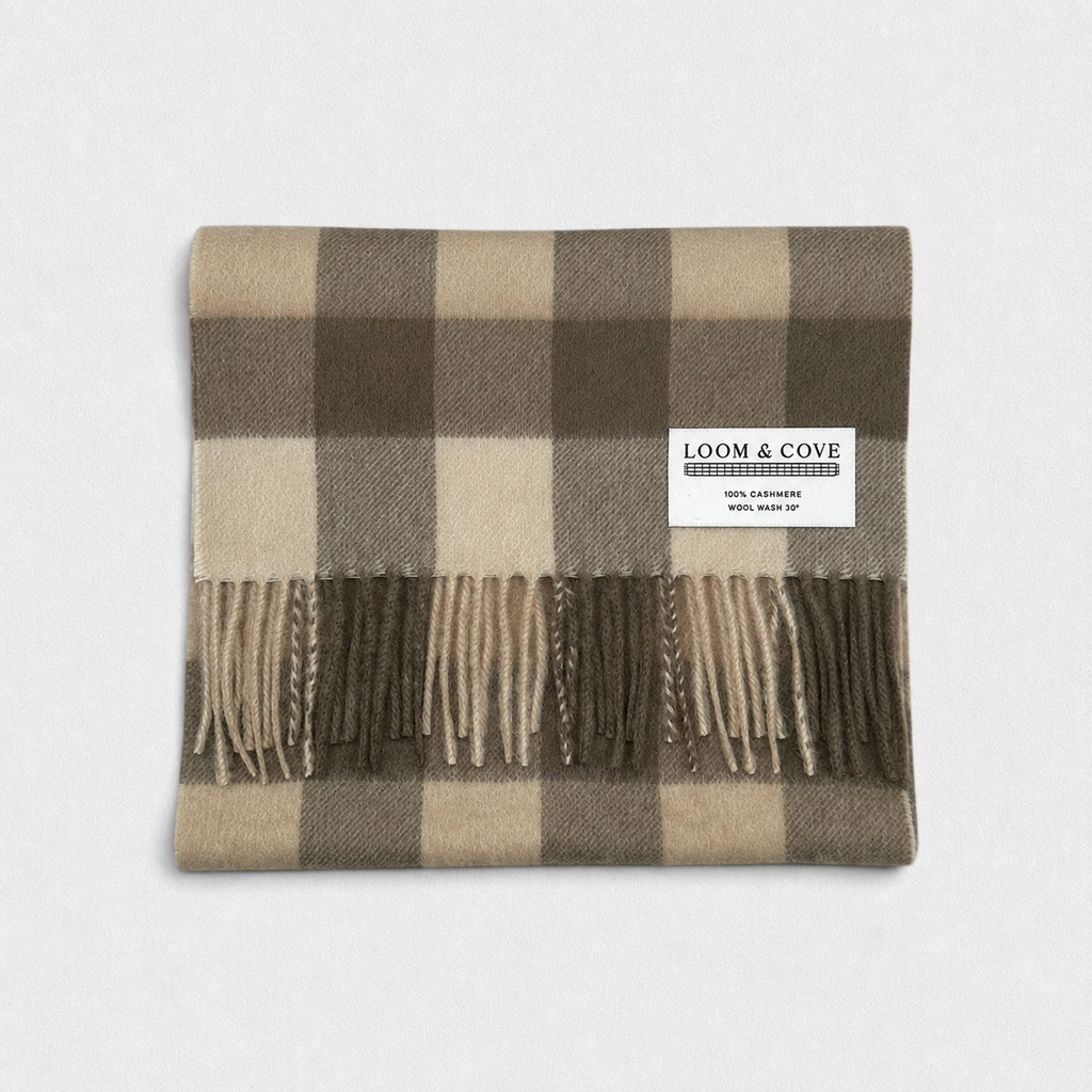 Shrimp - 100% Cashmere Tartan Scarf