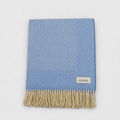 Sky Blue 100% Lambswool Diamond Border Blanket, product photo — Loom & Cove
