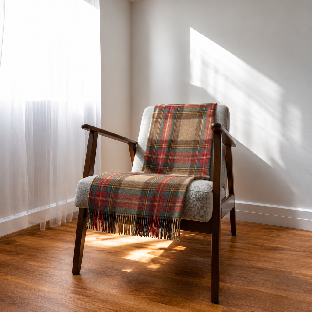 100% Recycled Wool Tartan Knee Blanket