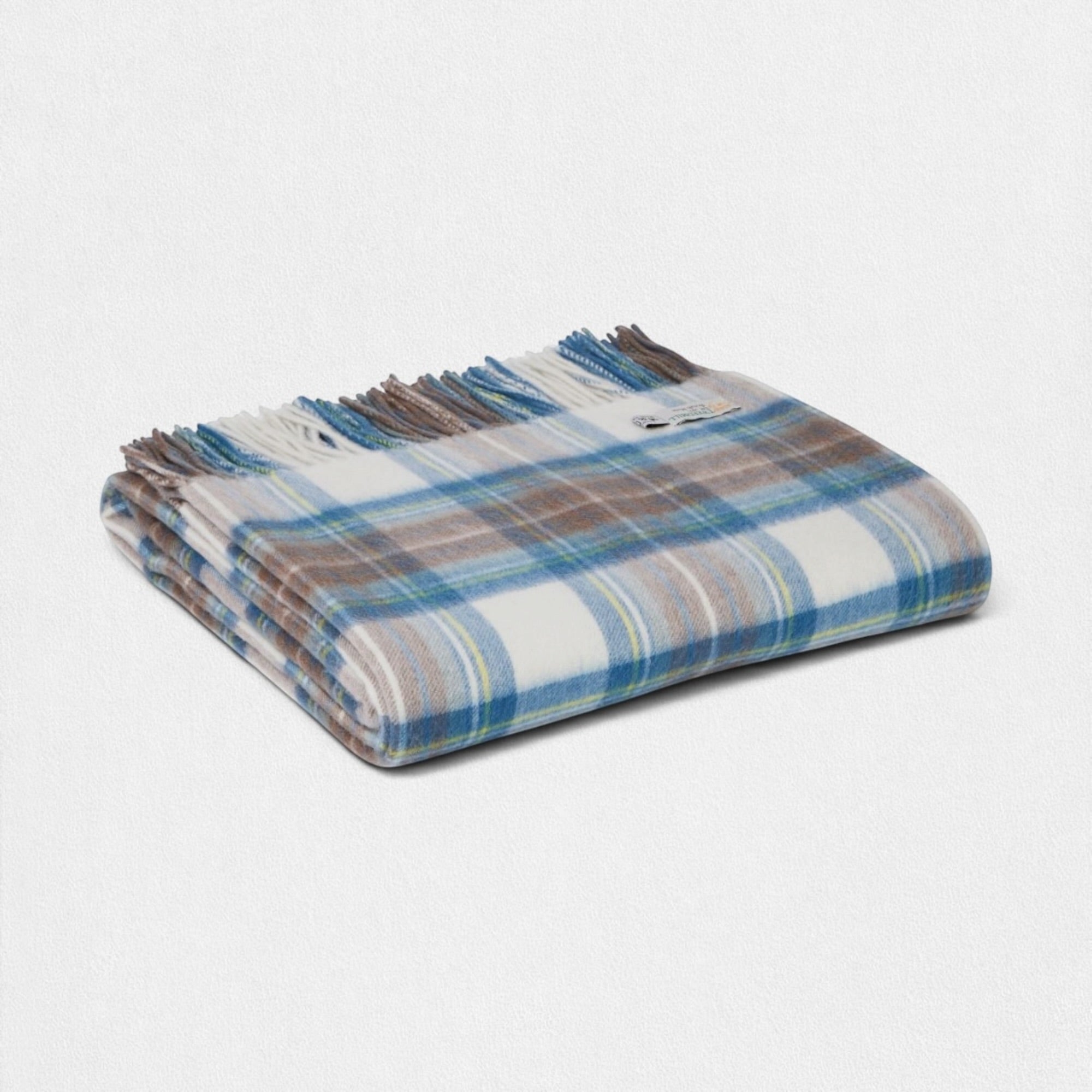 100% Lambswool Tartan Blanket -  Stewart Muted Blue