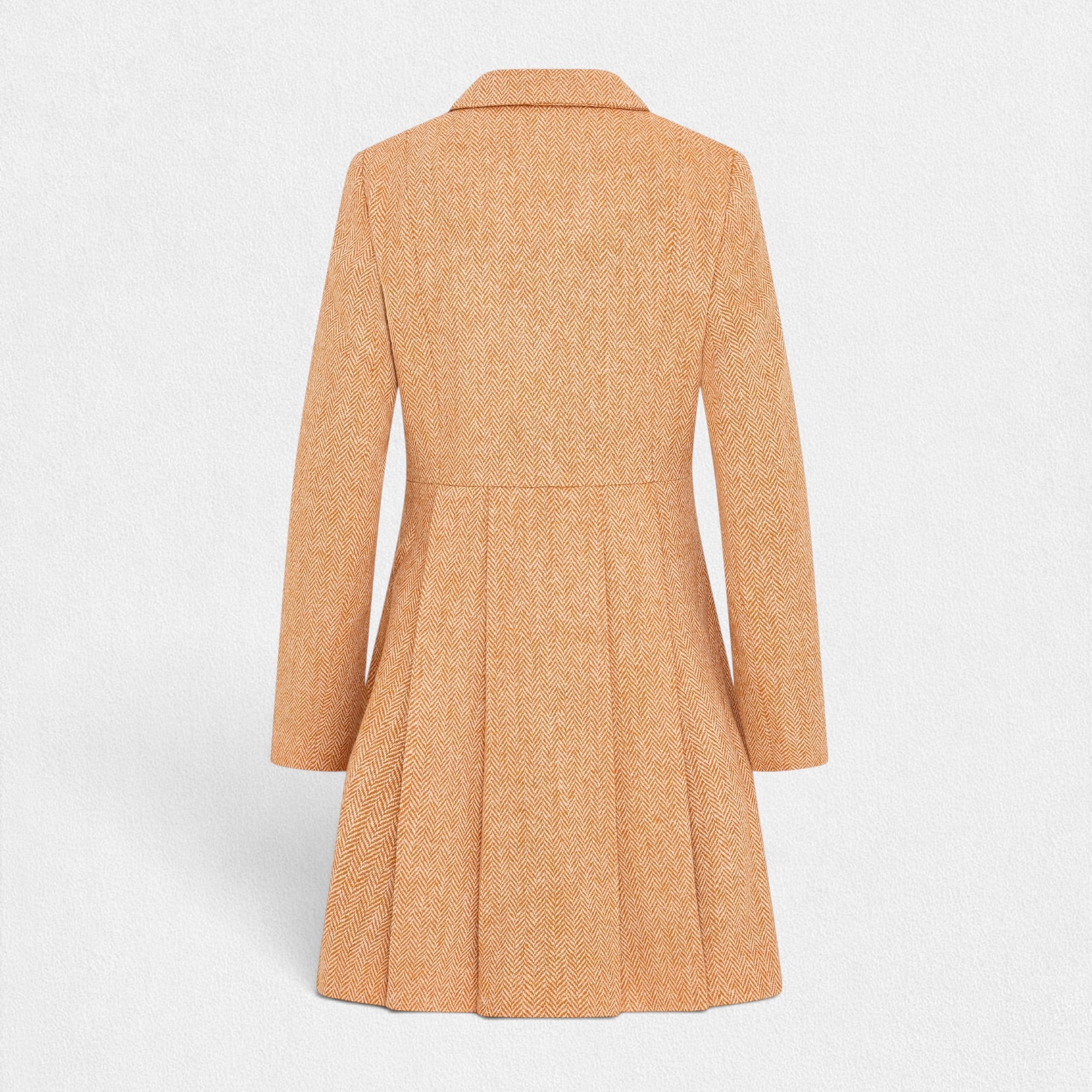 Women's Harris Tweed Coat (Zoe) - Orange Herringbone