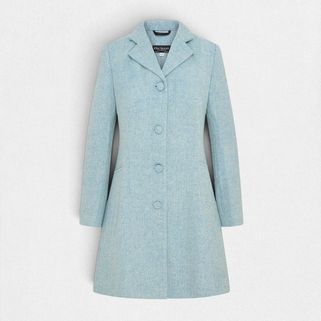 Women's Harris Tweed Coat (Zoe) - Blue Herringbone