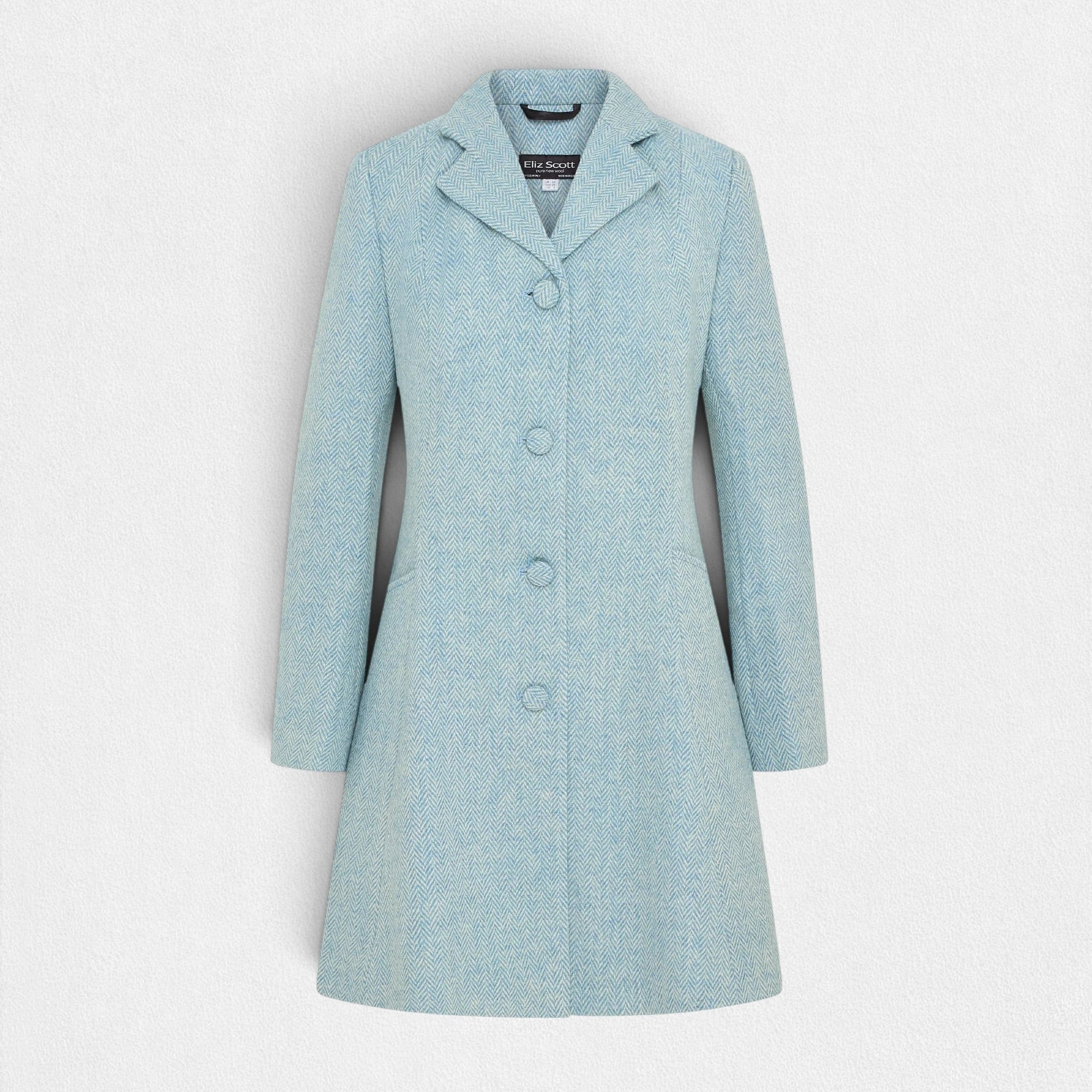 Women's Harris Tweed Coat (Zoe) - Blue Herringbone