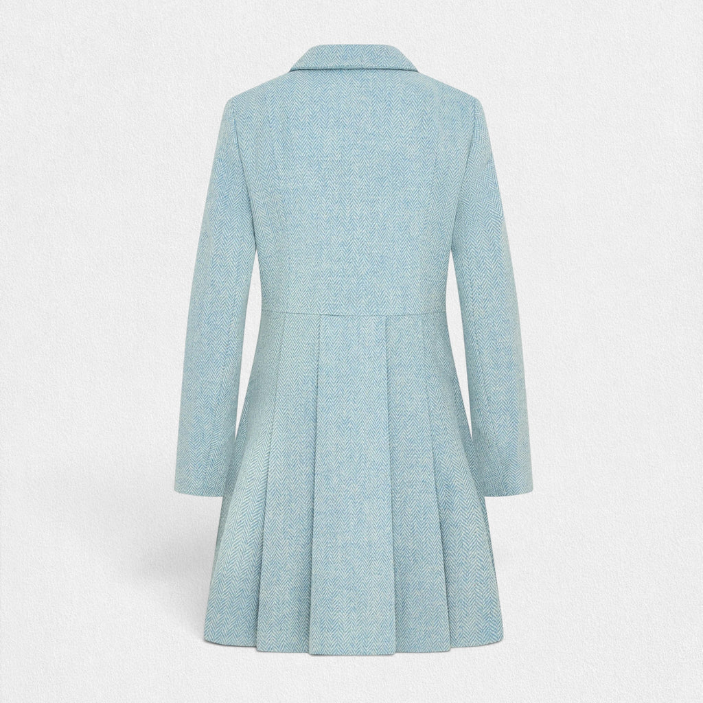 Women's Harris Tweed Coat (Zoe) - Blue Herringbone