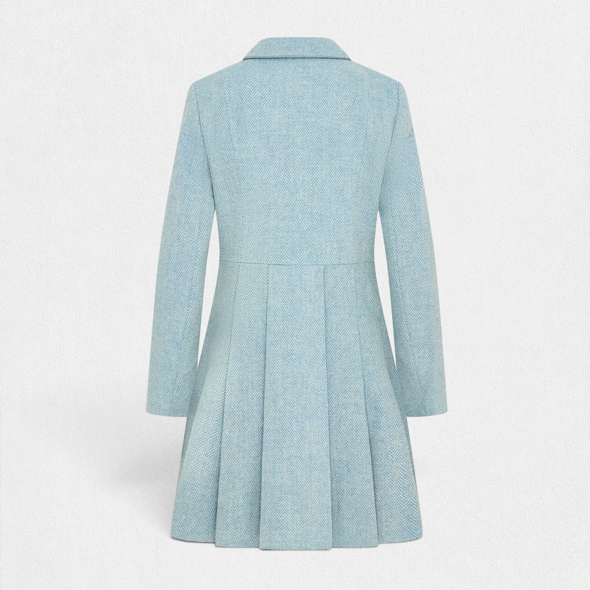 Women's Harris Tweed Coat (Zoe) - Blue Herringbone