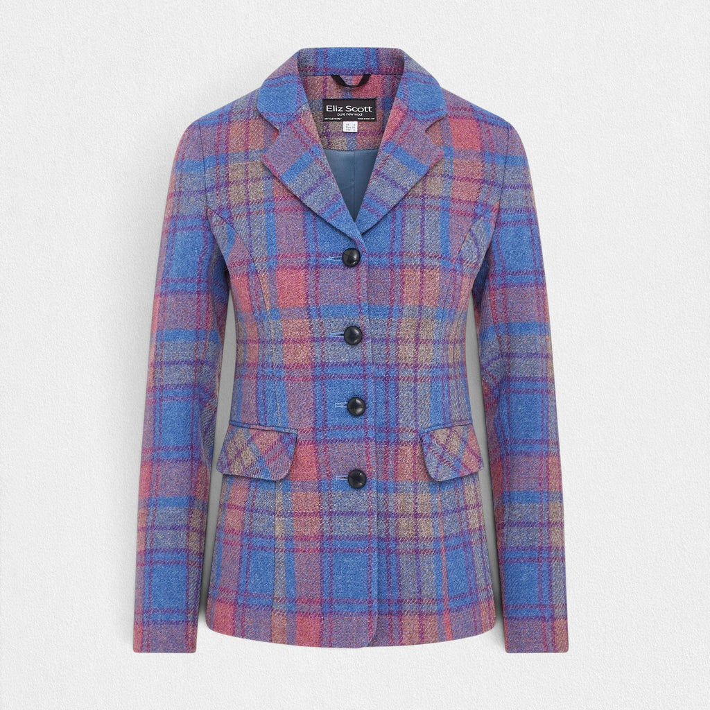 Women's Harris Tweed Coat (Maggie) - Pink/Blue Check