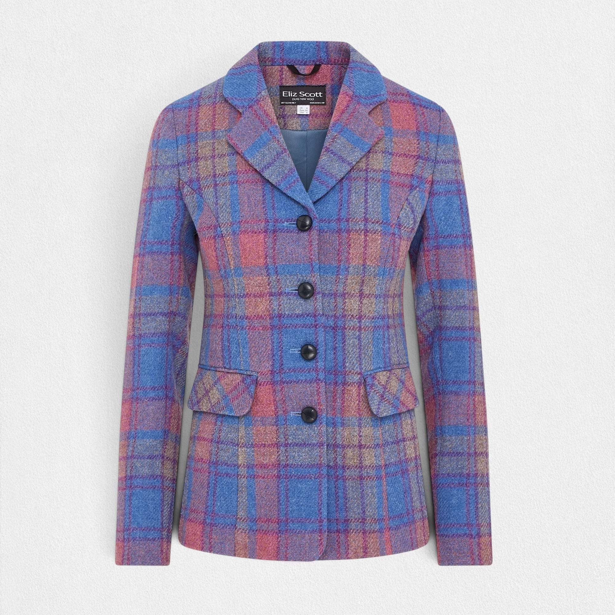 Women's Harris Tweed Coat (Maggie) - Pink/Blue Check