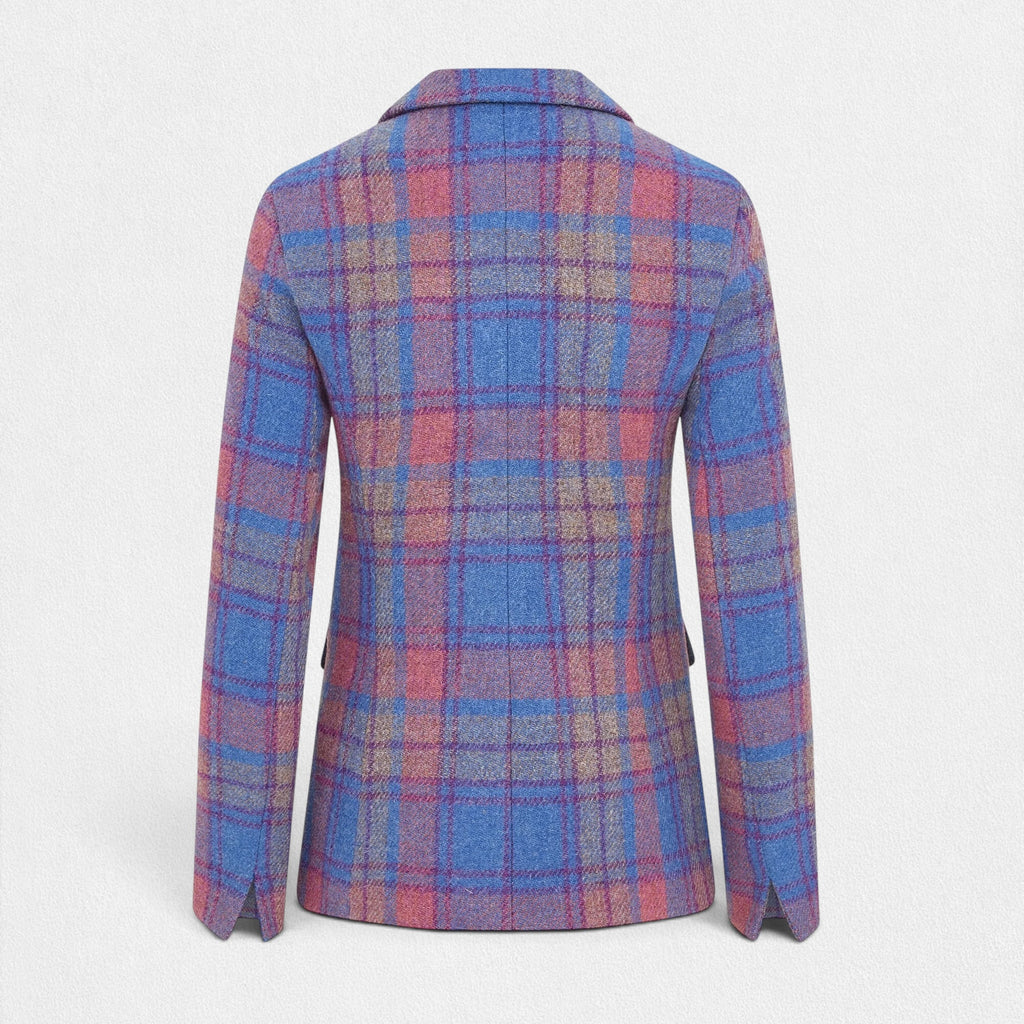 Women's Harris Tweed Coat (Maggie) - Pink/Blue Check
