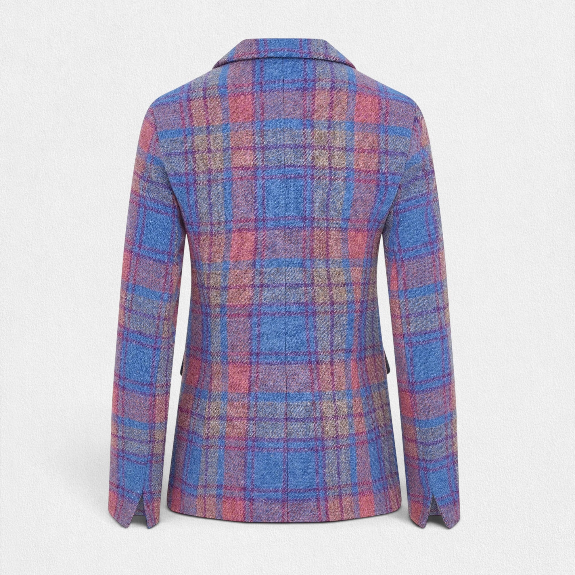 Women's Harris Tweed Coat (Maggie) - Pink/Blue Check
