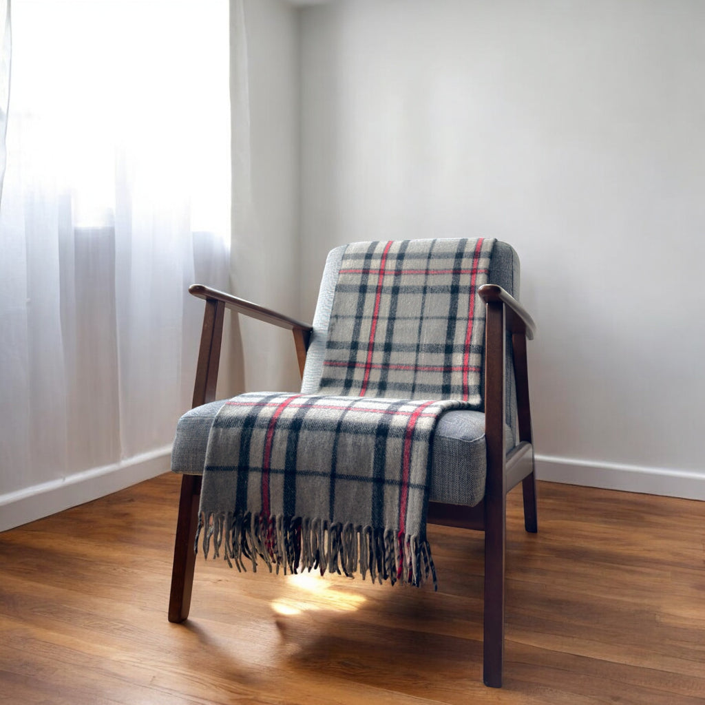 Thomson Grey - 100% Recycled Wool Tartan Knee Blanket