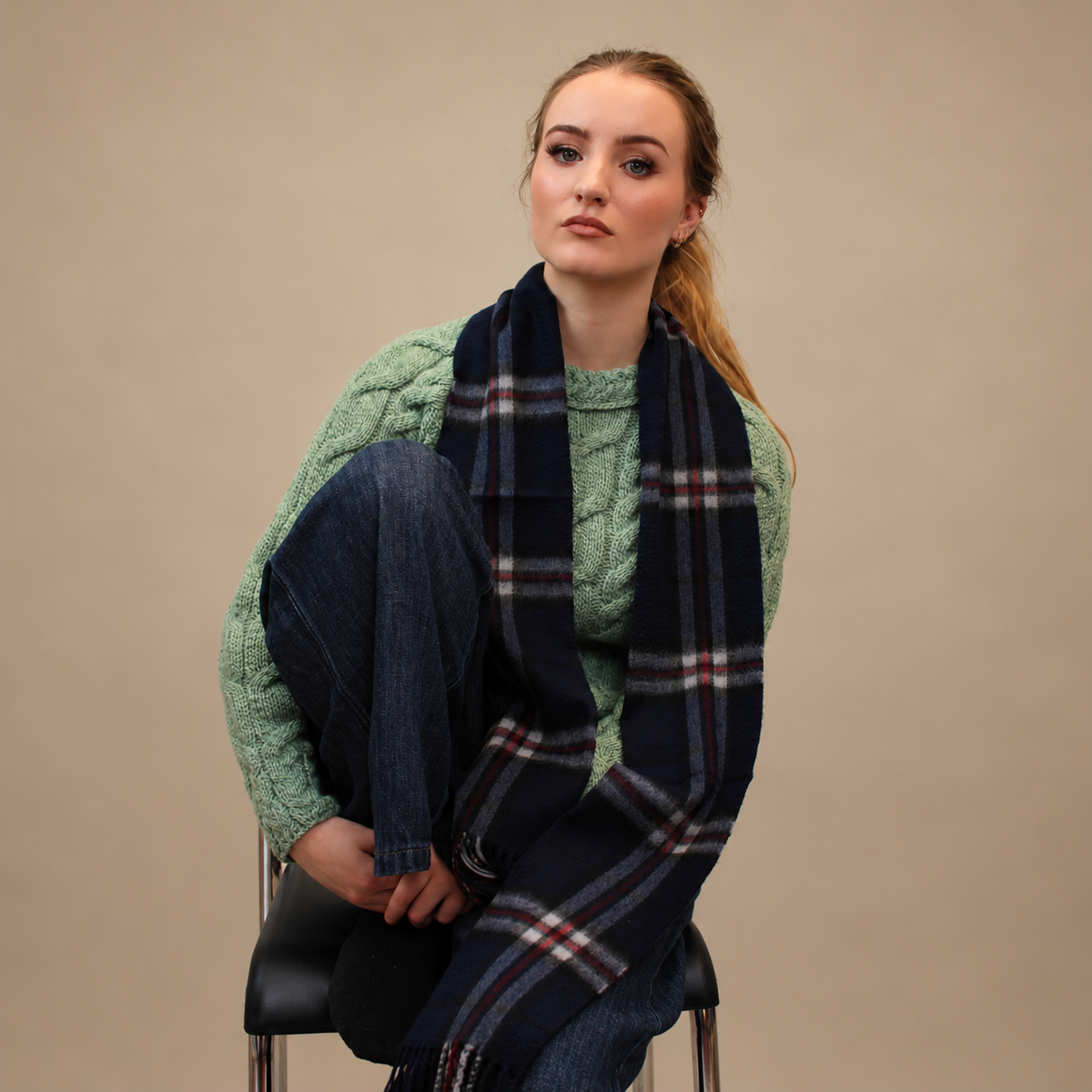 Thomson Blue - 100% Cashmere Tartan Scarf