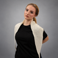 100% Cashmere Ribbed Triangle Scarf - Cream