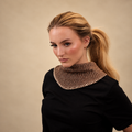 100% Cashmere Stripe Triangle Scarf - Brown/Camel