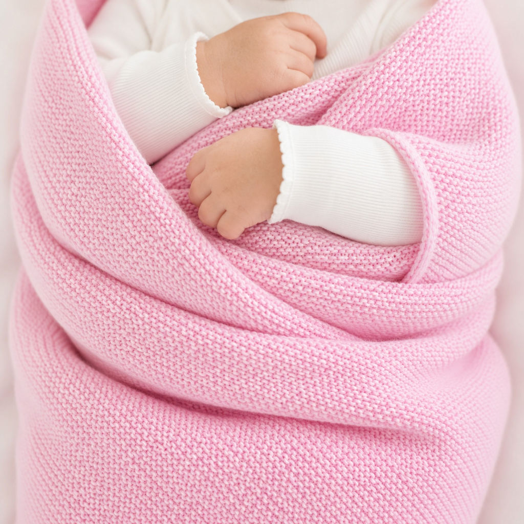 100% Cashmere Honeycomb Baby Blanket - Baby Pink