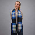 Blue/Black Check - 100% Cashmere Tartan Scarf