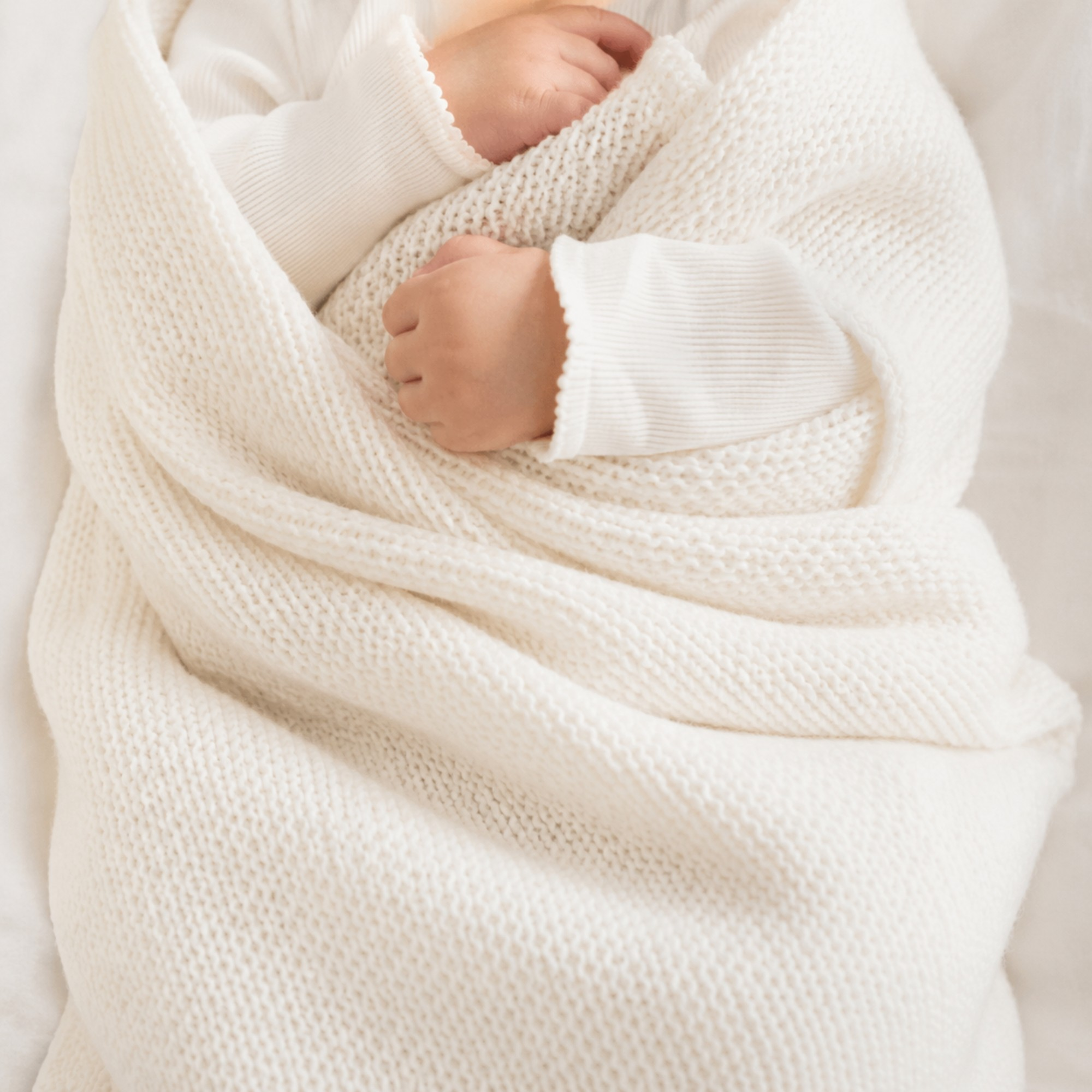 100% Cashmere Honeycomb Baby Blanket - White